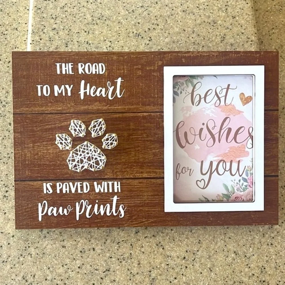 Brand New Dog Cat Pet String Art Heart Picture Frame Rustic Wood Memorial Gift